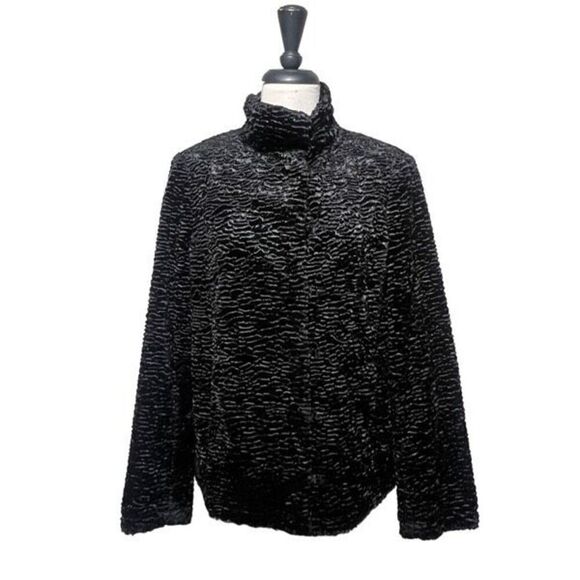 Elliott Lauren Black Faux Fur Cropped Swing Coat Size 4 - Picture 1 of 6